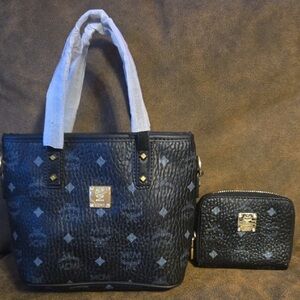 Black Monogram Tote and Wallet Set